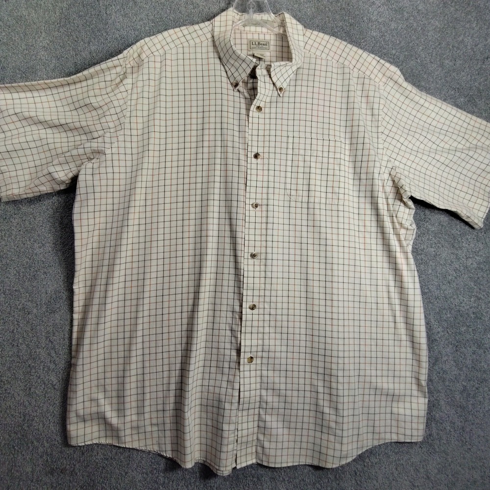 LL Bean Short Sleeve Plaid Shirt Mens XXL Casual Summer Preppy Button Down